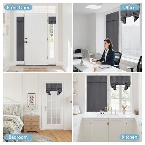 RYB HOME French Door Window Curtain Blackout Blind, W34 x L69, Grey, 1 Pc - color: Grey, size: 34"W x 69"L (Pack of 1)