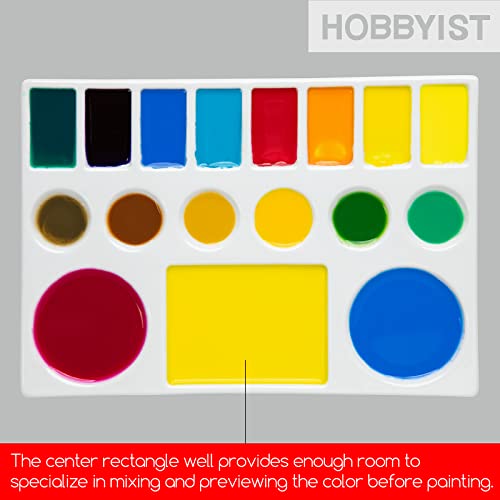 MEEDEN Ceramic Watercolor Palette: 17-Well Porcelain Mixing Tray - size: 9.3" x 6.5" x 0.2"