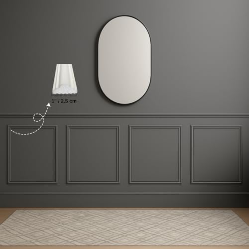 Wall Molding Kit – Pre-Cut & Primed Trim Package, DIY Ready-to-Assemble Wainscoting Panels, Paintable Polystyrene Wall Frame, Durable Classic Wall Trim (Style-3)
