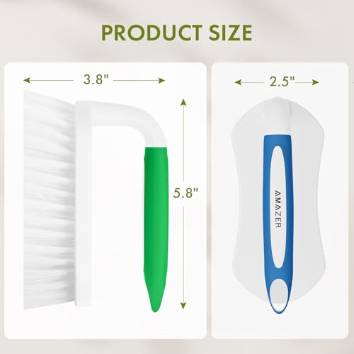 Amazer Scrub Brush for Cleaning Comfort Grip Shower Scrubber Flexible Stiff Bristles with Handle Heavy Duty Cleaner Brush for Tub Sink Carpet Floor - Pack of 4 (Blue+Green) - color: Blue+green, size: 4-Pack