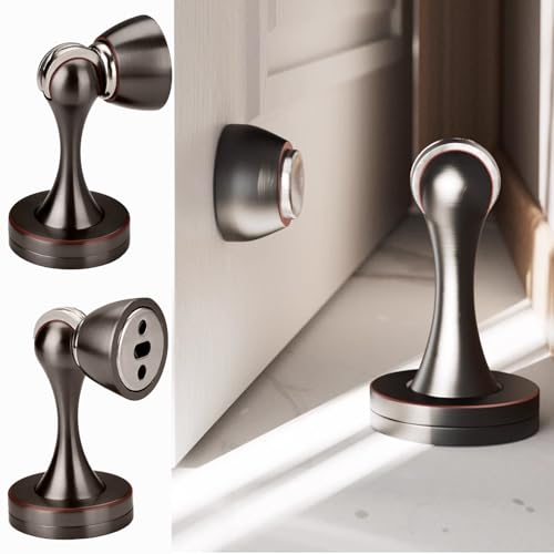 Solid Mental Magnetic Door Stop, Wall Mounted, Oil Rubbed Bronze, 3 Pack - color: 3 PCS Oil Rubbed Bronze