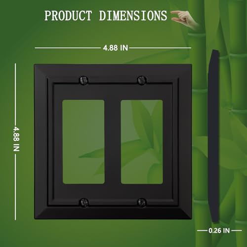 Classic Architecture Wall Plates,Light Switch covers, Electrical Outlet Covers, Duplex receptacle wall plates,Mid Size Bamboo Fiber Material Switch plates Matte Black (2 Gang Decorator 2PK) - style: 2 Gang Decorator 2PK