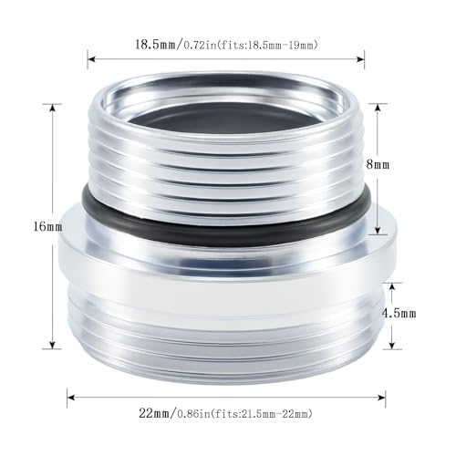 Faucet Aerator Adapter, M18.5 Male to 55/64" Male Adapter(M18.5-M22) - color: Silver, size: M18.5-M22