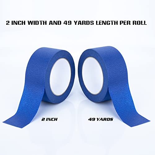 XUXU Blue Painters Tape 2 Inch Masking Tape 196 Yards Total Set of 4 Rolls