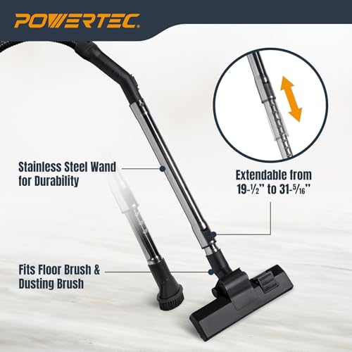 POWERTEC Shop Vacuum Attachment 5 Piece Kit for Wet Dry Vac with 2-1/4" Inlet, Shop Vac Accessories Kit for Workshop Cleaning and Car Detailing (70448)
