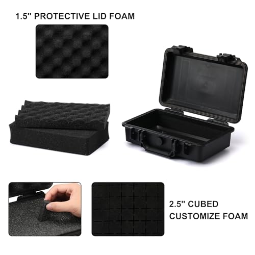 Mayouko Portable Tool Box with Shock- Proof Sponge, Water Proof Grade IP67, Waterproof Hard Case with Foam Insert, Shockproof Carrying Case, Explosion Proof Box, 11.6"L×8.3"W×3.9"H - size: 11.6"L×8.3"W×3.9"H