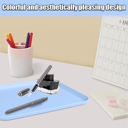 Plastic Serving Trays, 12 Pack Cafeteria Trays Plastic Fast Food Tray for DIY Projects, Painting, Beads, Organizing Supply, 9.4 X 6.7 X 0.6 Inches (Light Blue) - color: Light Blue