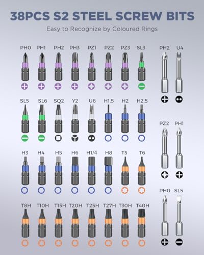 40 in 1 Ratchet Screwdriver Set, Magnetic Ratchet Screwdriver, S2 Steel Bit - size: 40 in 1