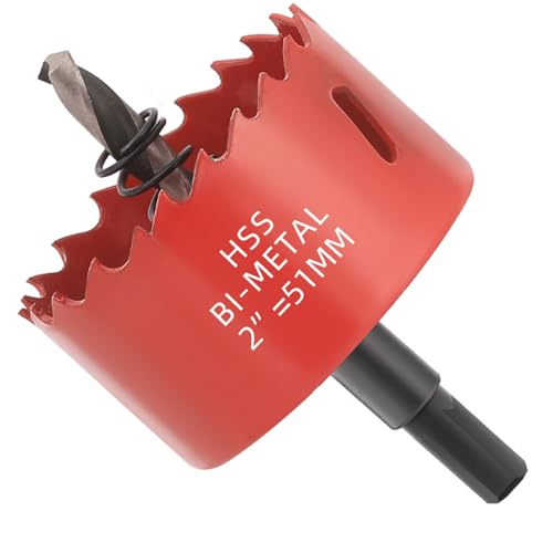 2 in. Bi-Metal Hole Saw Drill Bits - Versatile and Durable Hole Cutter for Wood, Plywood, Plaster Drywall, Ceiling, Plastic Pipe, PVC and Thin Metal - Includes Arbor & Pilot Bit (51mm) - size: 2"(51mm)
