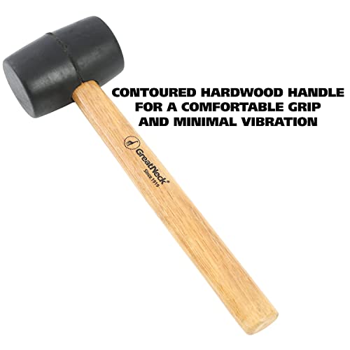 GreatNeck 8 Oz. Rubber Mallet with Hardwood Handle Won't Mar or Scratch - size: 8 oz