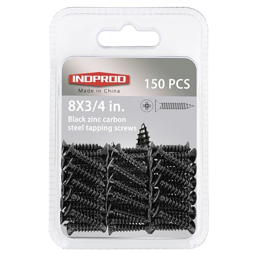 #8 X 3/4" Black Screw,Flat Head Phillips Wood Screw, Electroplating Black Carbon Steel, #8 X 3/4-Inch,150Pcs - color: Black Zinc Plated Screws, size: #8 x 3/4"