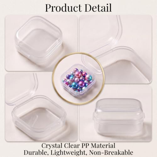 24 Packs Small Clear Plastic Beads Storage Containers Box with Hinged Lid for Storage of Small Items, Crafts, Jewelry, Hardware(1.37 x 1.37 x 0.7 Inches) - size: 1.37 x 1.37 x 0.7 Inches
