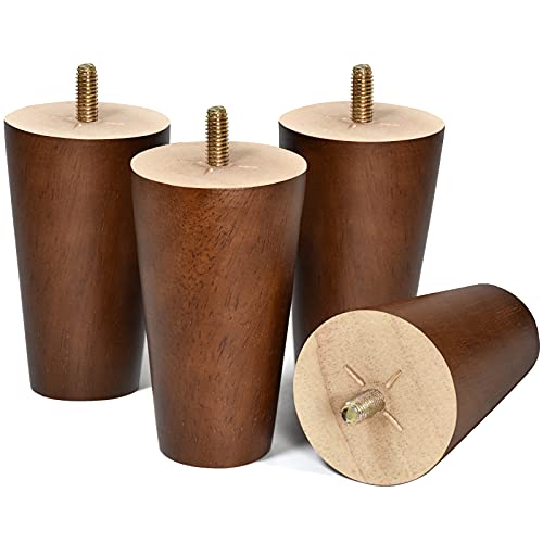 Furniture Legs 4 inch Wood Sofa Legs Brown Replacement Legs for Couch Cabinet Futon Dresser Pack of 4 - size: 4 inch Brown