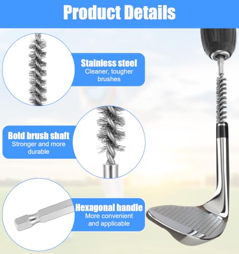 4 Pcs Bore Brush for Drill, Stainless Steel Round Wire Brush, Wire Bore Brush for Drill with 1/4 Inch Hex Shank, 8mm & 10mm | Twisted Wire Brushes for Golf Club Hosel Ferrule Rust Tube Cleaning