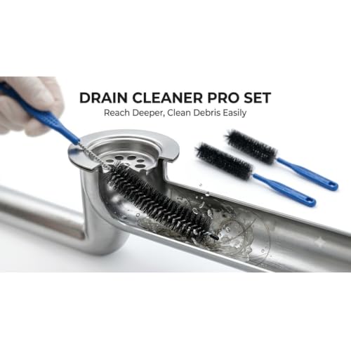 Flexible Drain Cleaning Brush 3PC, Long Reach Pipe Cleaner Brush with Nylon Bristles, Sink Drain, Bathroom Drain, Faucet, Straw, Bottle, Refrigerator Drain & Tube Cleaning Tool