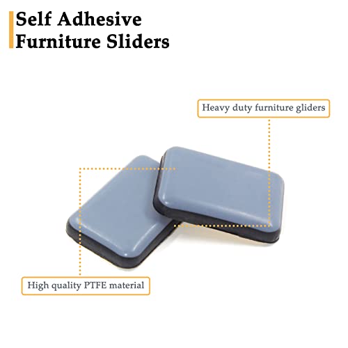 20Pcs 1-3/8 x 1 Inch Rectangular Adhesive Furniture Sliders - size: 1-3/8 x 1 Inch