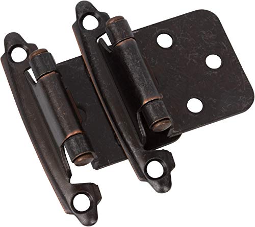 DecoBasics Oil Rubbed Bronze Cabinet Hinges for Kitchen Cabinets (25 Pair -50 Pcs) -1/2" Overlay (Variable) -Self Closing Kitchen Cabinet Hinges Flush Mount w/Silicon Bumpers & Upgraded Screws - color: Oil Rubbed Bronze, size: 50 Pack