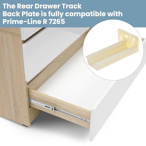 Kitchen Drawer Rail Bracket for Prime-Line R 7265 Rear Drawer Track Back Plate, Nylon Drawer Side Track Brackets, White -1 Pair