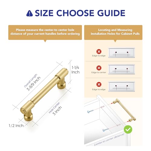Ravinte Brushed Gold Kitchen Pulls Cabinet Handles 3 Inch 10 Pack - color: Brushed Gold, size: 3 Inches Hole Center