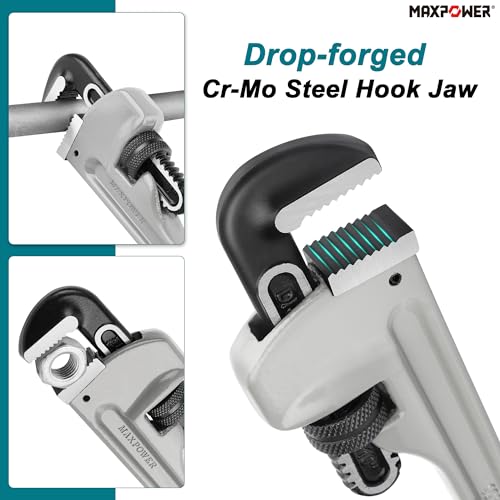 MAXPOWER 10 inch Straight Pipe Wrench, 1 inch Jaw Capacity - size: 10-inch, style: Straight Pipe Wrench