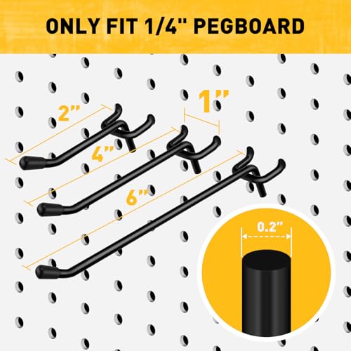 ELEAD 66-Piece 2/4/6 Inch Extra Thick Pegboard Hooks, Heavy Duty Peg Board Organizer Accessories, Peg Board Tool Hangers Fit for 1/4" Pegboard Hanging Tools Garage, Workshop, and Craft Storage - style: 66-Piece 2&4&6 Inch extra thick