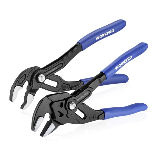 WORKPRO 2 PCS 7-Inch Pliers Wrench & Groove Joint Pliers Set, Quick Adjust - size: 7 inch & 7 inch