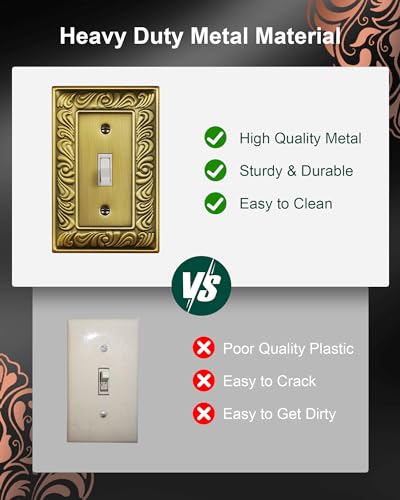 4-Pack Paisley Pattern Single Toggle Light Switch Cover Plate, Metal Plate - style: 1 Toggle 4PK