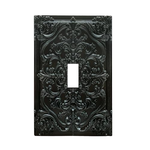 Decorative Light Switch Plate Covers Black Flower Elegant 3D Floral Embossed 1 Gang Light Switch Cover Plate Single Toggle Wall Plate Outlet Covers Faceplate for Bedroom Home Decor - color: Black, size: 1-Gang Toggle/ 5 x 3 IN