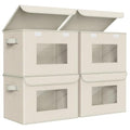 Univivi Collapsible Stackable Storage Bins with Lids, 4 Pack, Beige - color: Beige
