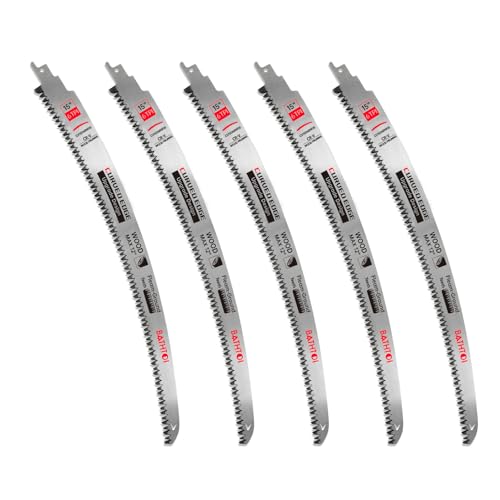 5 Pack 15 Inch 6 Tpi Curved Edge Reciprocating Saw Blades for Tree Pruning