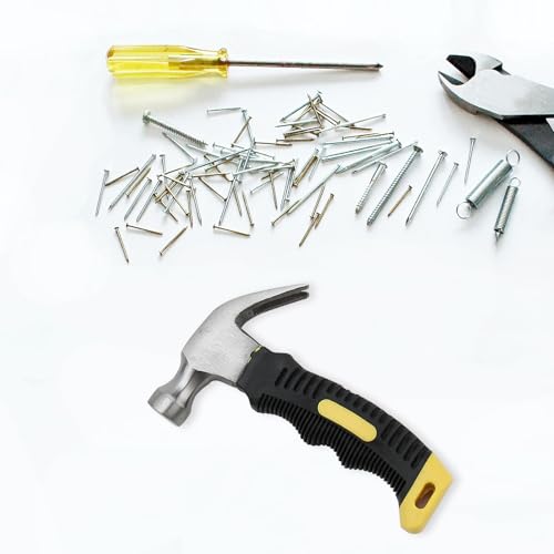 SOUJAP 4 PCS 8oz Camping Claw Hammer, 6 Inch Small Stubby Hammer with Coated Soft Yellow Handle for Home Repair, Craft Project