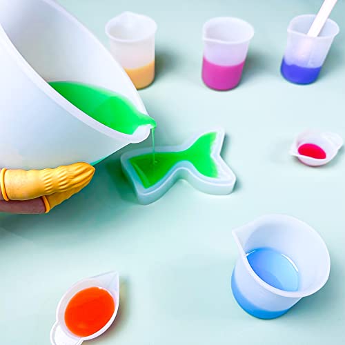 Sjubaopen Silicone Measuring Cups 600ml for Resin, Epoxy, Baking - size: 600ML+100ML+10ML