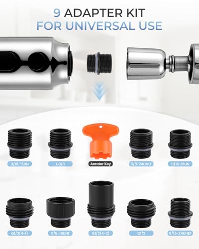 Pull Down Faucet Sprayer Head Replacement, Chrome 3 Function Pull Out Spray Head Nozzle with 9 Adapters for Kitchen Sink Faucet, American Standard for Moen Kohler Delta G1/2 Male Connector - color: Chrome