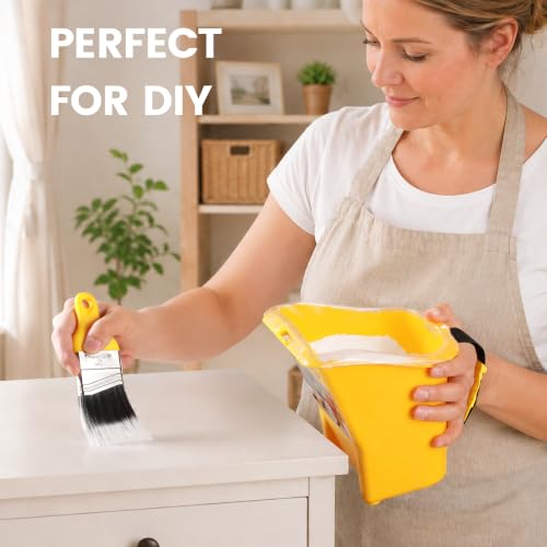 Voomey 18 Pcs Paint Bucket Hand Held, Paint Cup 4 Inch, Paint Brush, Integrated Magnetic Brush Grip, Suitable for Decoration, Repairs, Small Paint and Coating Projects - size: 18 Pcs Paint Bucket Kit & Micrfiber Rollers