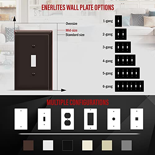 ENERLITES Mid-Size Toggle Light Switch Wall Plate Cover, 1 Pack, Brown - color: Brown, size: Mid-Size