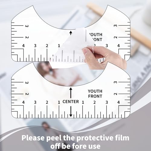 12pcs Tshirt Ruler Guide for Vinyl Alignment, T Shirt Measurement Accessories Tools for Cricut Heat Press & Cameo & HTV Transfer Vinyl, Stocking Stuffers Gifts for Women (White) - style: Tshirt Ruler-12-White