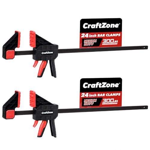 Bar Clamps Wood Clamps for Woodworking 24" One Hand Clamp/Spreader - 2-pack Quick Clamps E-Z Hold Bar Clamps Set F Clamp with 300 lbs Load Limit Medium Duty