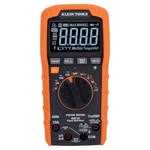 Klein Tools MM720 Digital Multimeter, Auto-Ranging TRMS, Low Impedance (LoZ), 1000V AC/DC Voltage, 10A AC/DC Current, 60 MOhms Resistance - size: Digital Multimeter