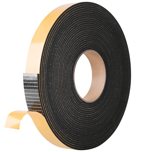 Self Adhesive Foam Tape Weatherstrip 1in x 1/8in x 40Ft High Density Foam Insulation Strips Foam Seal Weather Stripping with Strong Adhesive for Door and Window Sound Isolation Soundproofing - size: 1in x 1/8in x 40Ft
