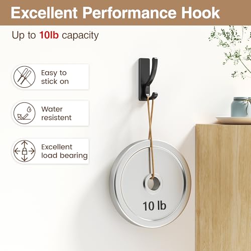 pickpiff Adhesive Wall Hooks for Coat/Towel, Hold 13LB, Black 6 Pack - color: Black, size: 6 Pack