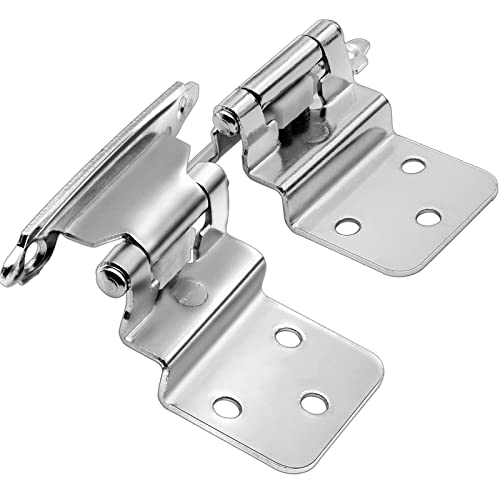 6 Pack (3 Pairs) 3/8 Inch Inset Flush Face Mount Hinges Satin Nickel - color: Satin Nickel, size: 6 Pack (3 Pairs)