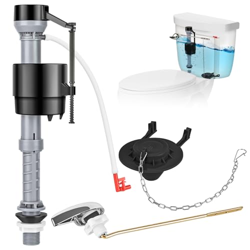 Universal Toilet Flusher Replacement Kit, Fill Valve, 2-Inch Flapper, Toilet Handle Lever, Adjustable, Quiet, Easy to Install, Complete Toilet Parts Inside Tank Kit (Black, 1-Pack) - color: Black