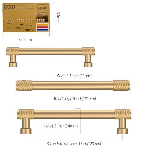 Amerdeco 10 Pack Champagne Bronze Knurled Cabinet Pulls 5 Inch(128mm) Hole Center Kitchen Cabinet Handles Drawer Pulls Cabinet Hardware ZH034 - color: Champagne Bronze, size: 5"/128MM Hole Center
