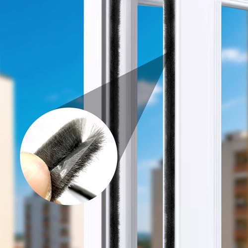 Weather Stripping Brush Door Seal Strip- Card Slot Weatherstrip for Sliding Windows & Doors - No Adhesive Backing - size: 16.4FT, 3/16''Wide X 1/2''Thick