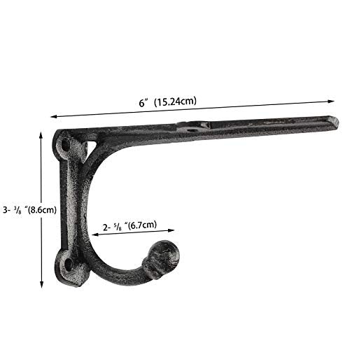 Shelf Brackets with Hooks 6 Inch, Heavy Duty Floating Shelf Bracket, Cast Iron Shelving Brackets for DIY Wall Shelves, Rustic Shelf Brackets, 2 Pack - size: 2 Pack 6'' Bracket