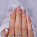 BTArtbox Press On Nails, Milky Way, Short Coffin, Cat Eye French, 32Ct - color: A1-Milky Way