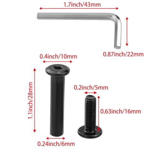 20 Sets M5 x 28mm Black Binding Post Screws,Hex Drive Rivet Socket - size: M5 x 28mm