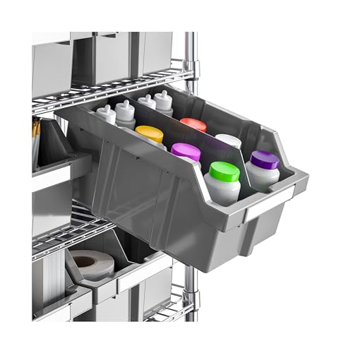 7-Tier NSF 16-Bin Steel Wire Shelving Rack, 36"W x 14"D x 56"H, Gray | 16 slide-out bins with tilt-lock design keep supplies organized and accessible - color: Gray, size: Includes 16 Bins