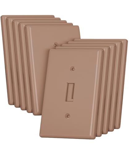 Bates- Light Switch Plates, 10 Pack, Mocha Brown, Light Switch Cover Plate, Single Switch Plate Cover - color: Mocha Brown, size: 10 Pack, Standard-Size
