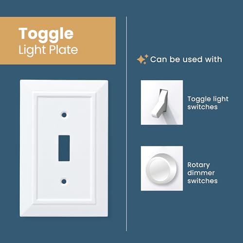 Franklin Brass Classic Architecture (3-Pack) Decorative Light Switch Cover Wall Plate Pure White 1-Gang Toggle Electrical Outlet Guard W35241V-PW-C - size: 3 Count (Pack of 1), style: Switch